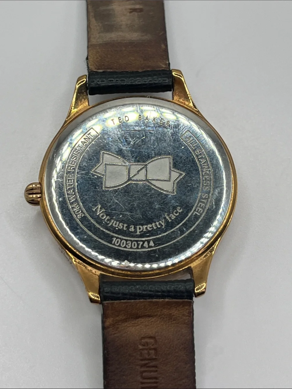 Ted Baker Gold-Tone Case White Dial Watch with Black Strap 31mm